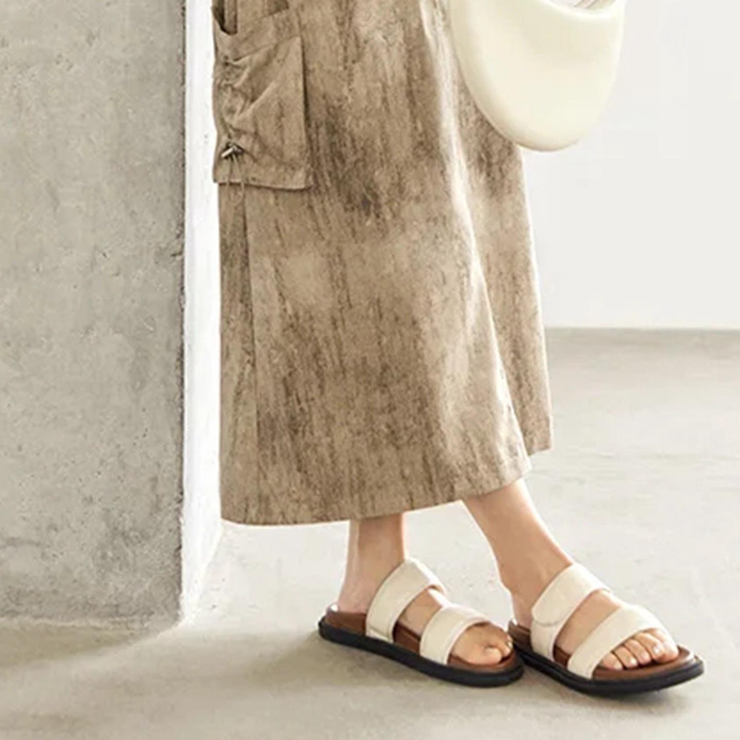 

Женские сандалии на толстой подошве, удобные и тонкие, универсальные, в стиле ретро, на одной педали, с мягкой подошвой, пляжные шлепанцы 43 абрикосовый