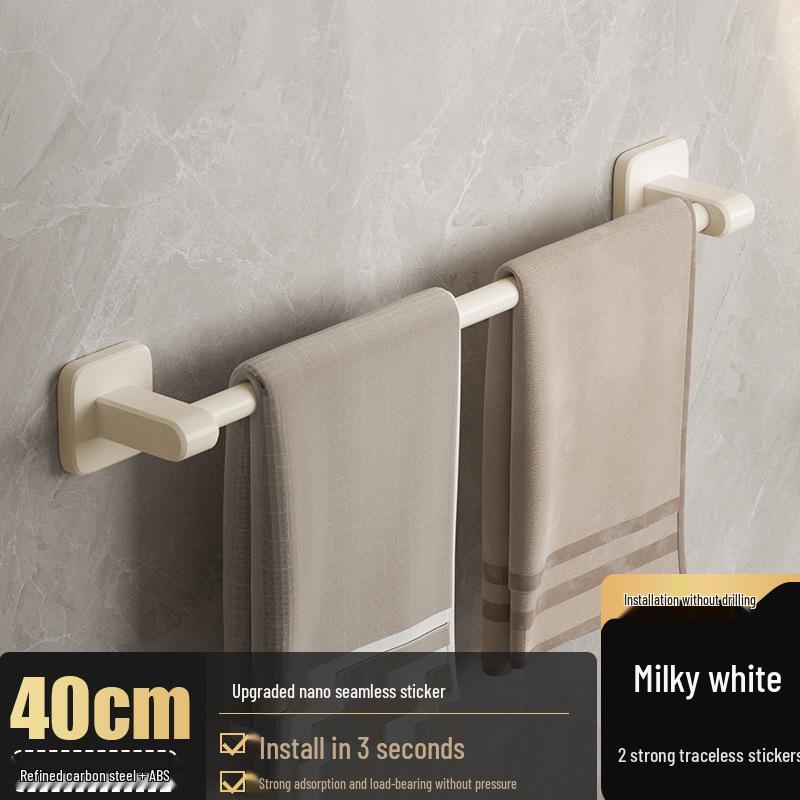 No-Drill Wall-Mounted Aluminum Towel Rack with Suction Cup - Bathroom Storage Bar