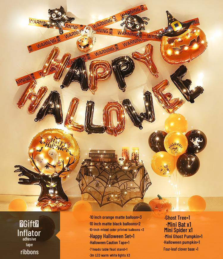 Halloween Theme Balloons and Pumpkin Lanterns for Indoor Decoration and Wall Scene Layout