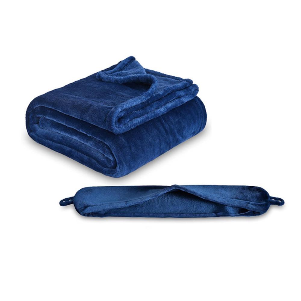 2 in 1 U-shaped Pillow and Blanket Flannel Space-saving Travel Pillow and Blanket Set Folding Solid Color Throw Blanket