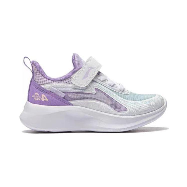 Li Ning Kids Comfortable Non-Slip Wear-Resistant Low-Top Casual Shoes Kids Casual Shoes Purple White YKAU020-4