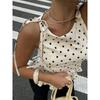 Top de Tirantes de Lunares para Mujer con Dobladillo Fruncido Sin Mangas Casual Ajustado Delgado Blusa