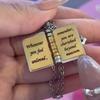 Openable Daughter Book Necklace Stainless Steel Gold Color Message Mini Book Pendant Necklace with Pages of Engraved Information