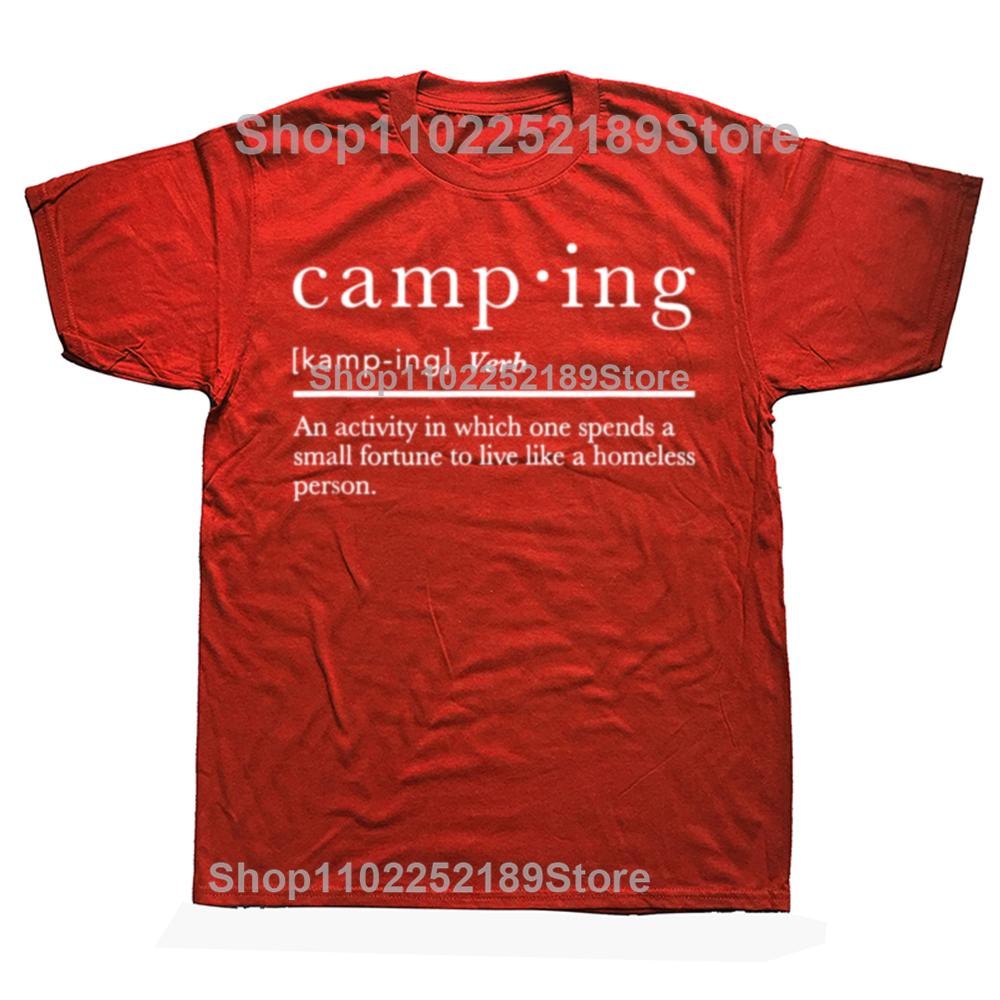 Lustige Camping Definition Camp Grafik T-Shirts Herren Damenmode Lässiges Übergroßes T-Shirt 100% Baumwolle Lockeres Übergroßes T-Shirt