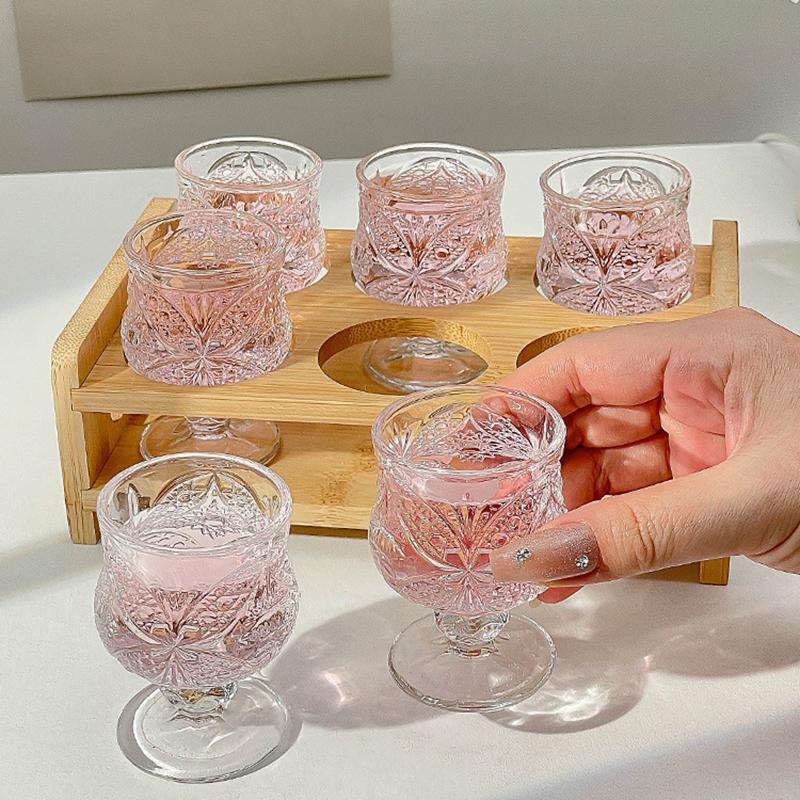 Wine Glasses Set of 6 Goblet 50ml Glass Fashion Brandy Vodka Cups Korean Style Grape Cup Party Drinkware Elegant Wedding Gifts