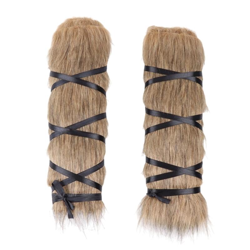 

Medieval Style Artificial Furs Leg Warmer For Halloween Costumes Role Play Cold Weather Outdoor Activity Soft Legwear 40cm