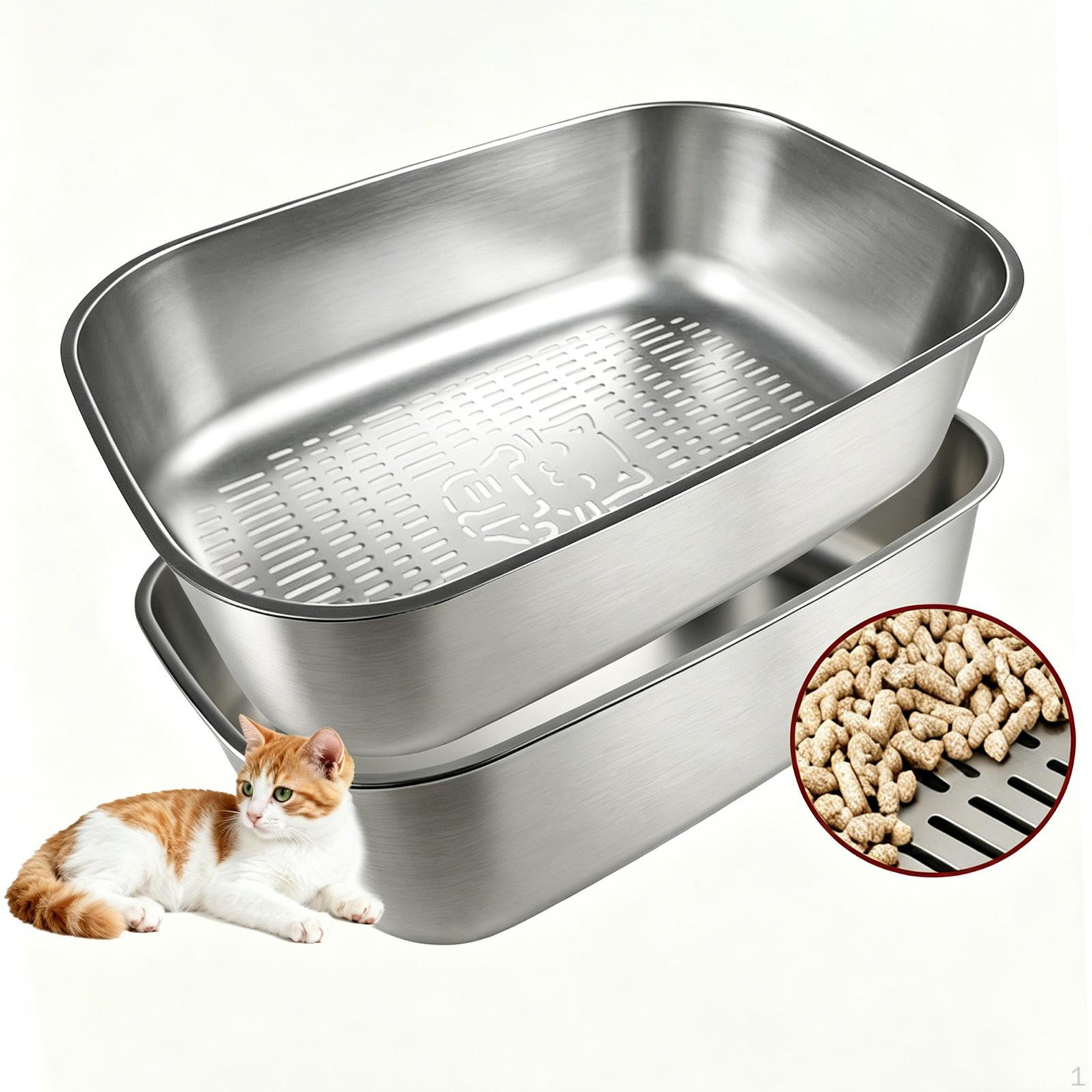 

Cat Washroom Multifunctional Supplies Portable Prevent Splashing Professional Silver Kitten Potty