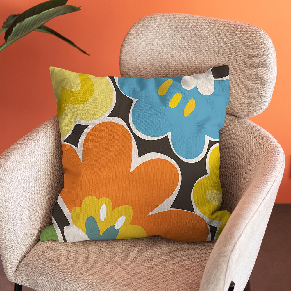 Nordic Abstract Art Flower Print Pillowcase Short Plush Pastoral Simple Home Sofa Cushion Car Cushion