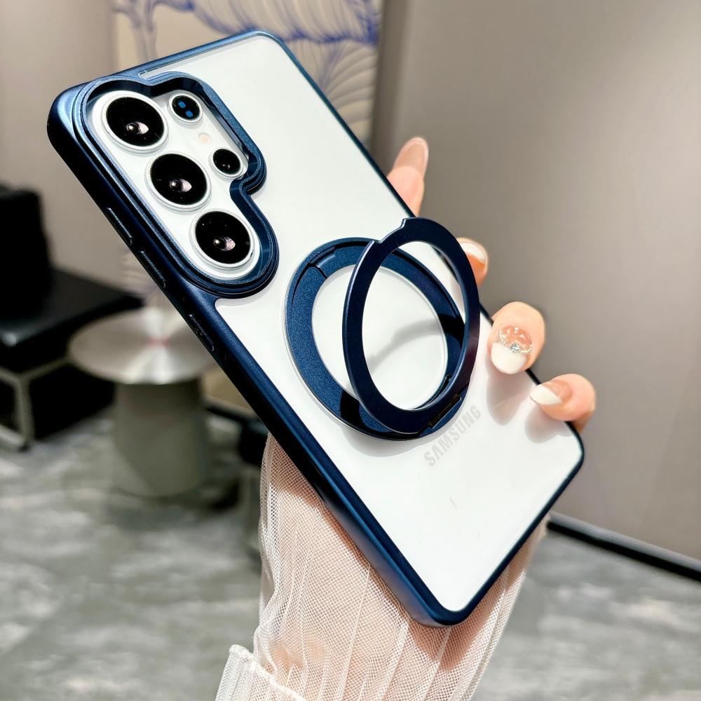 Plating For Magsafe Hidden Holder Clear Phone Case For Samsung Galaxy S26 S25 Ultra Shockproof Magnetic Wirelesss Charge Cover