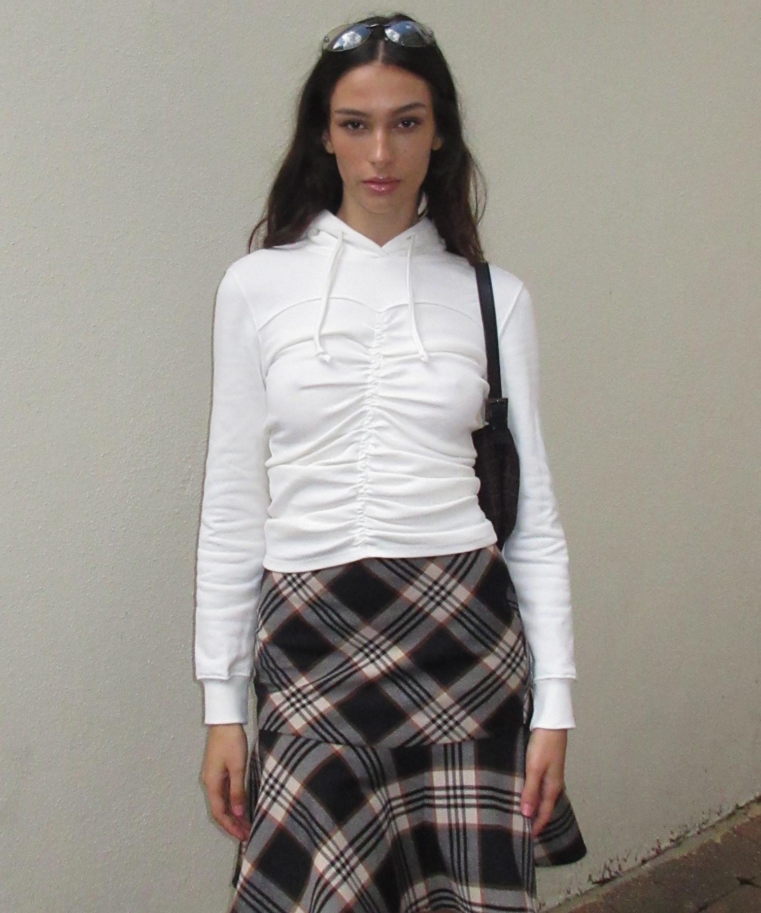 Dimanche Shirred Hoodie (White)
