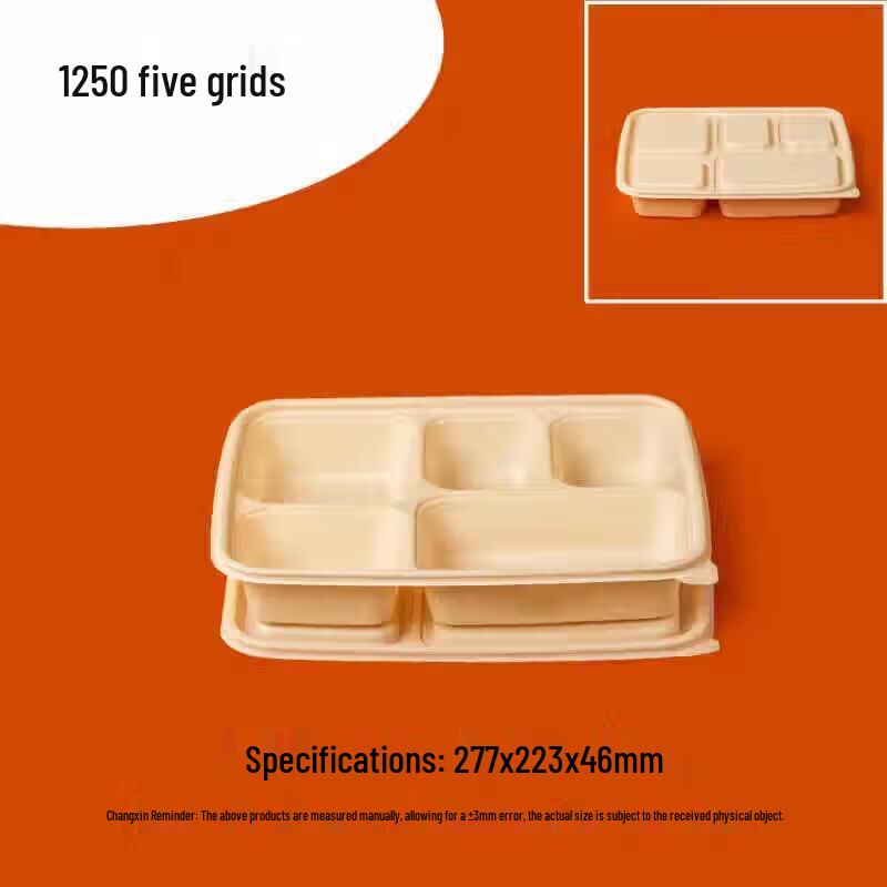Biodegradable Corn Starch 5-Compartment Meal Prep Containers