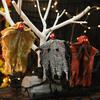 Halloween Hanging Ghost Scary Grim Reaper Prop with LED Glowing Eyes And Chain for Outdoor Yard Lawn Tree Haunted House Decor