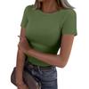 Ladies Slim Bottom T-shirt Fashion Casual Solid Colour Round Neck Pullover Short Sleeve Top