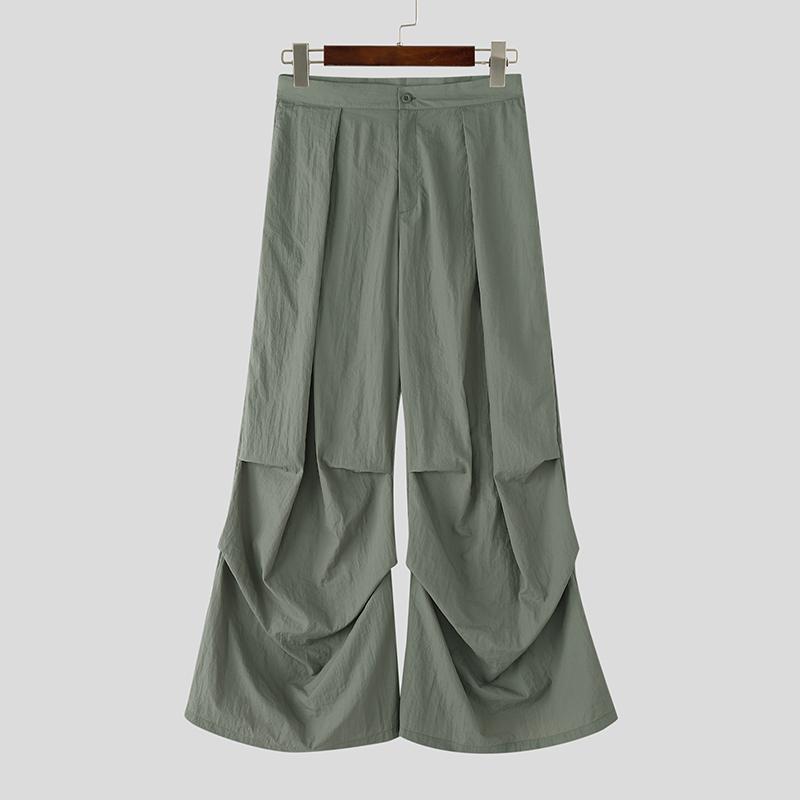 

INCERUN Мужские брюки с молнией на талии, тонкие, мешковатые, повседневные, длинные M зелёный