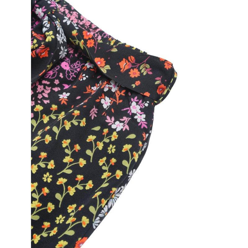 Neue Sommerhose für Damen mit Schnürung, bedruckt, Temperament, hohe Taille, weites Bein