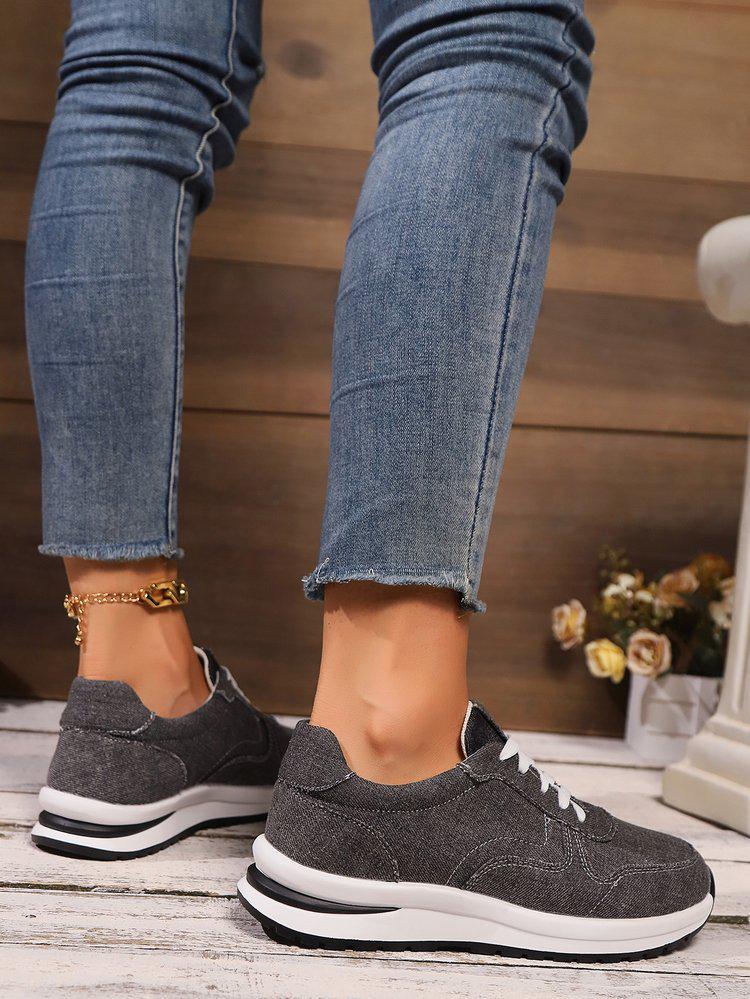 Women's Plus Size Lace-Up Casual Shoes, 2024 Autumn Collection - Soft Sole, Comfortable Outdoor Footwear