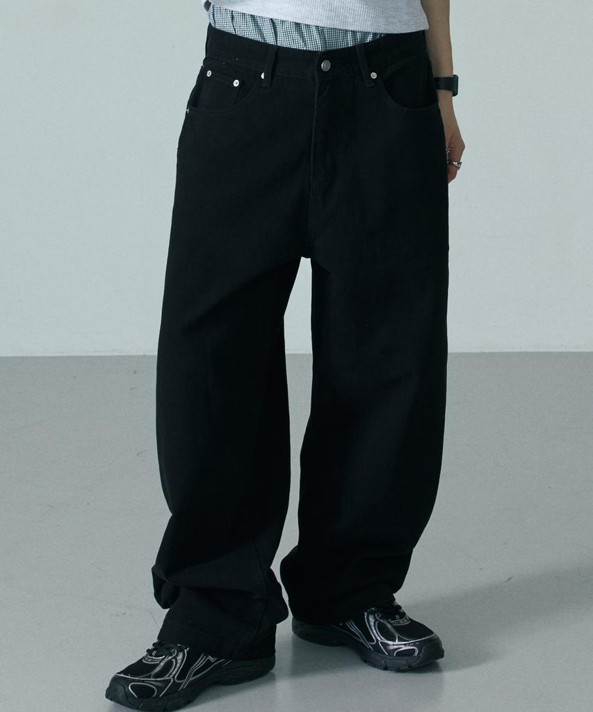 LXT Essential Cotton Wide Curved Chino Pants [Black]