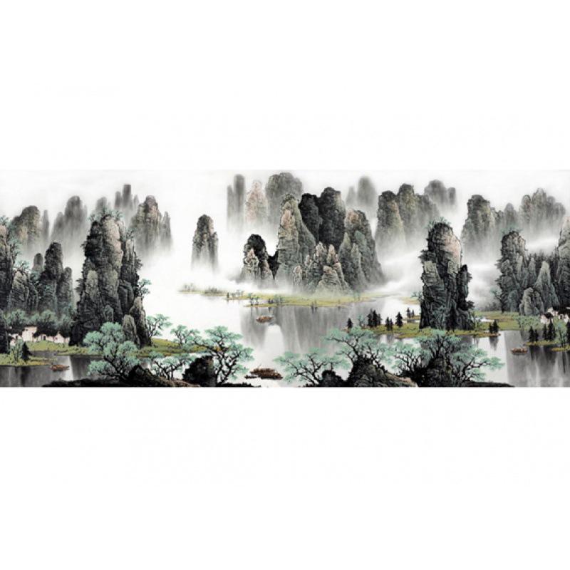 Chinese Landscape Art Poster with Free Shipping - Decorative Kraft Paper Framed Wall Painting