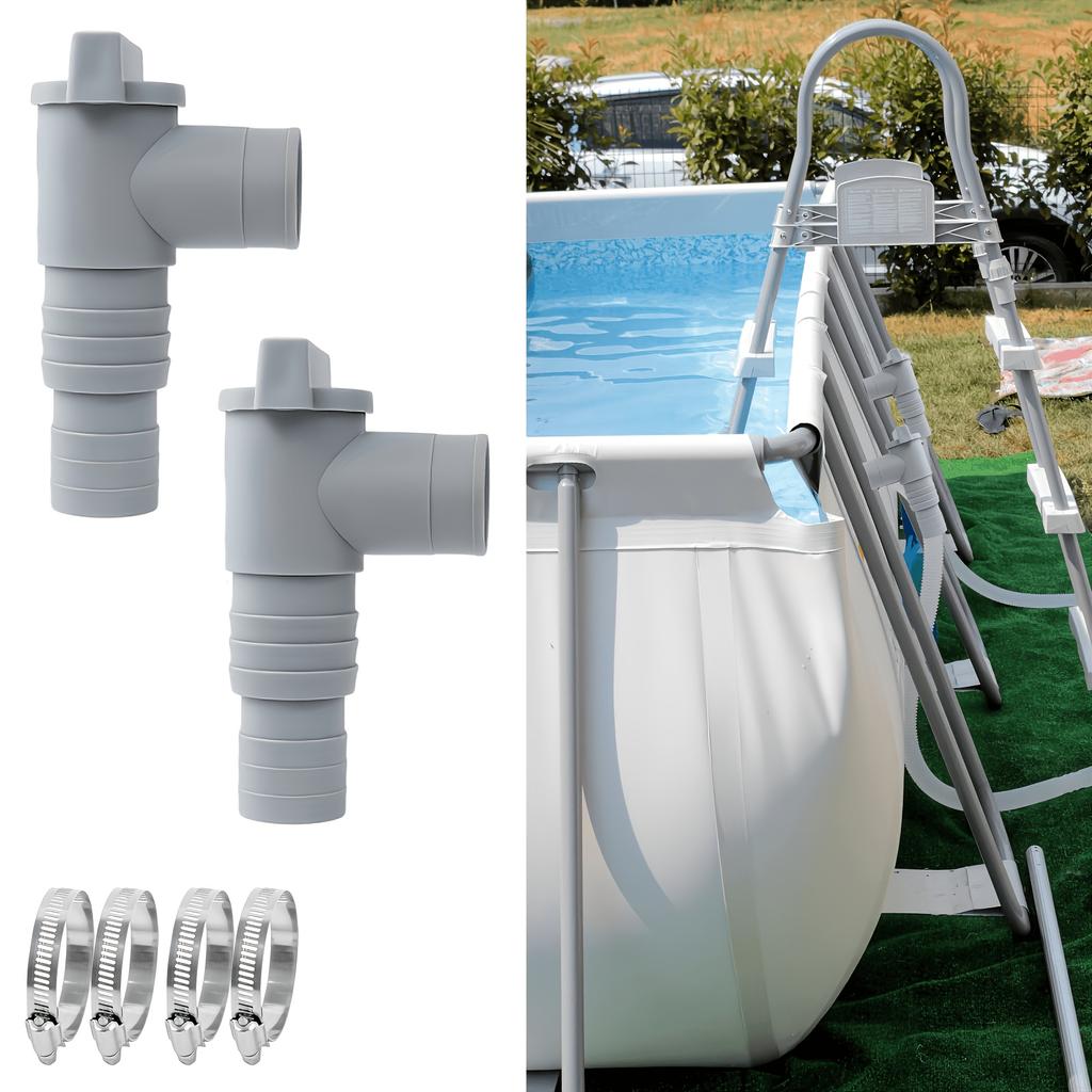 9-Piece Set (Includes 2 Valves, 6 Hose Clamps, 1 Roll Of Tape) Swimming Pool Accessories, Including A Stop Valve, Suitable For 32mm Hose Connections