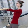 Women's Red Long Sleeve Fitness Set - Stylish Pilates & Yoga Top