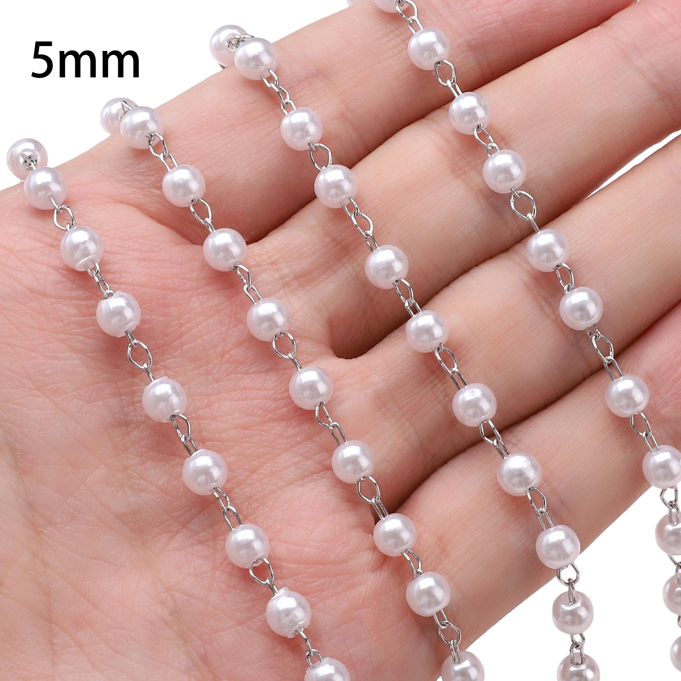 

50 см ABS круглые искусственные жемчужные бусины цепочка для самостоятельного изготовления ювелирных изделий аксессуары для украшения дома 5mm серебряный