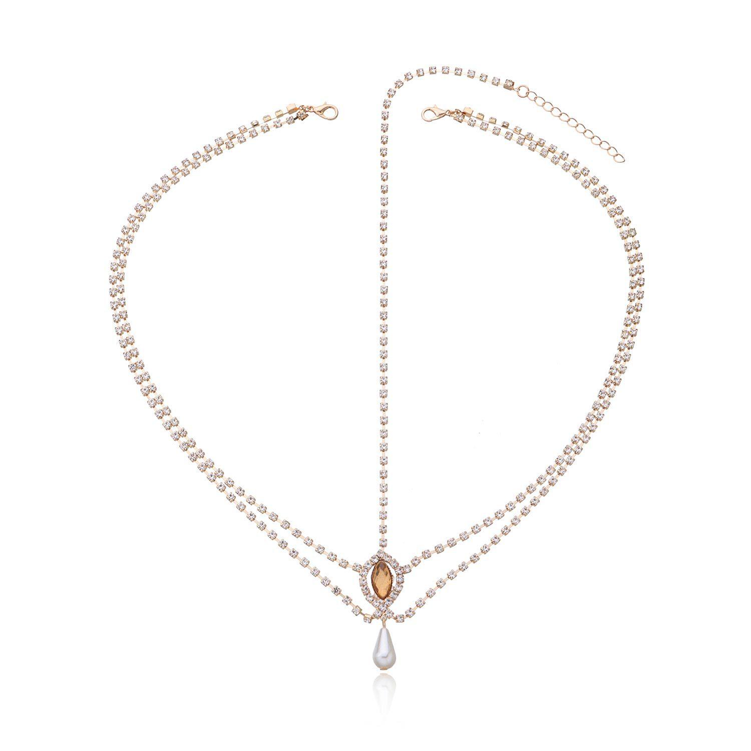 

Accessories European and American new head chain, diamond-encrusted gemstone pearl headgear hair accessories золотой