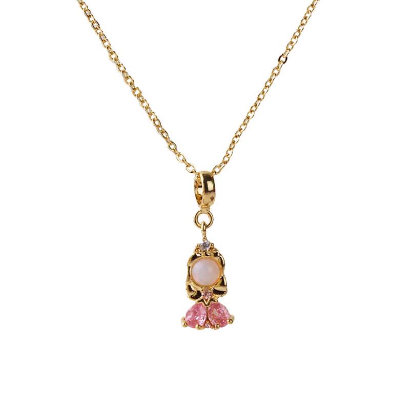 Exquisite DIY Cartoon Zircon Princess Pendant Necklace for Women