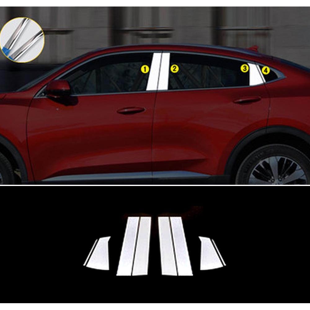 

For Haval F7 F7X 2018-2024 Decorate Accessories Chrome Window Pillar Strip Cover Trim Stainless Steel Center Pillars Sticker