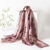 Pink Rose Print Elegant Temperament Fashionable Versatile Long Scarf Mulberry Silk Silk Scarf Women's High-end Scarf