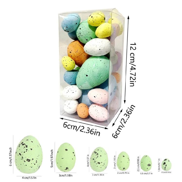 Set Of 35 Colorful Painting Easters Eggs Decorations Foam Spotted Bird Eggs Ornament Handmade Wreath Accessories
