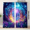 2Pcs Magic Forest Curta Glowing Tree Print Polyester Window Drapes For Kids Room Bedroom Fantasy Home Decor