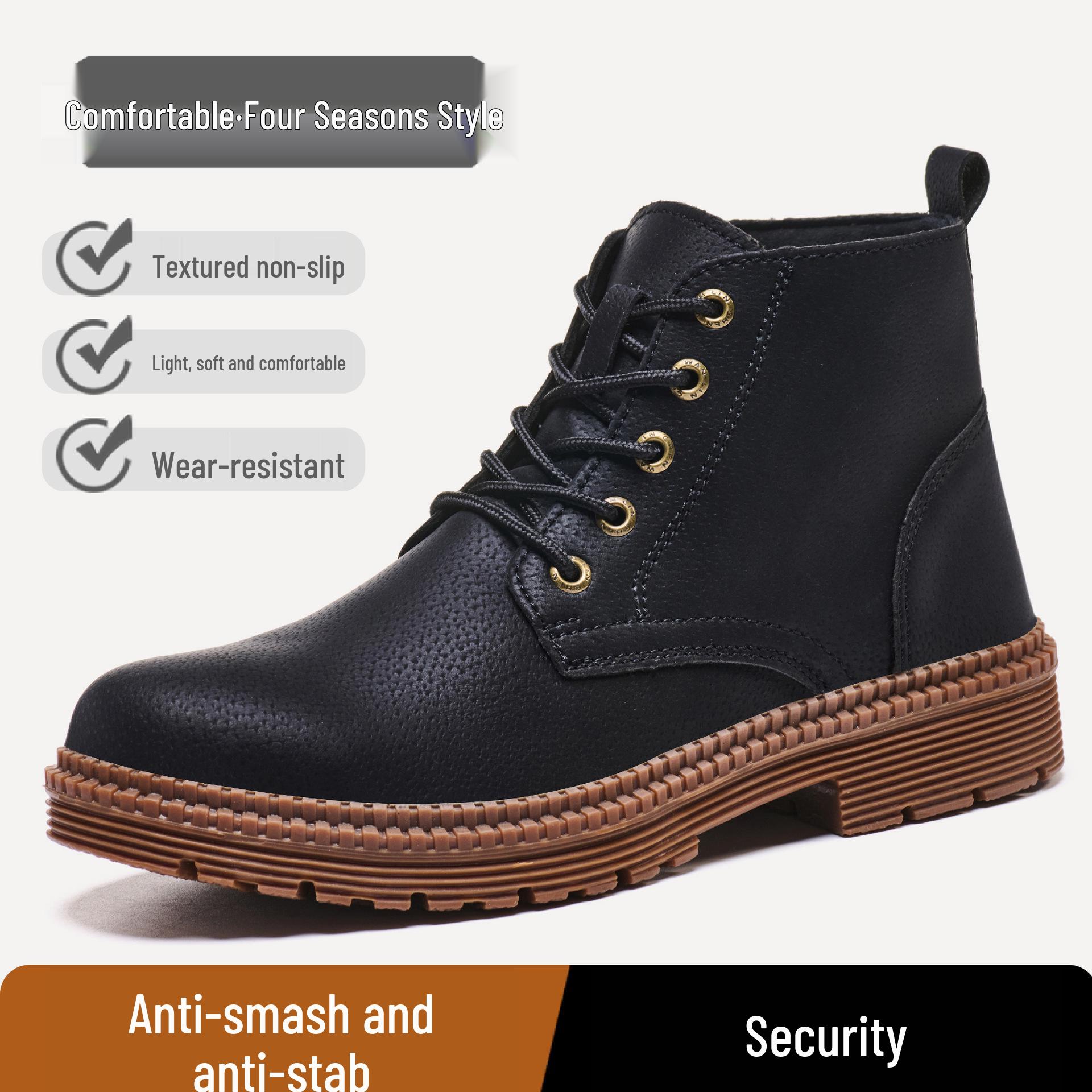 

Мужские высокие защитные ботинки из свиной кожи - Защита от ударов, Защита от проколов, Зимние дышащие, Обувь для электросварочных работ