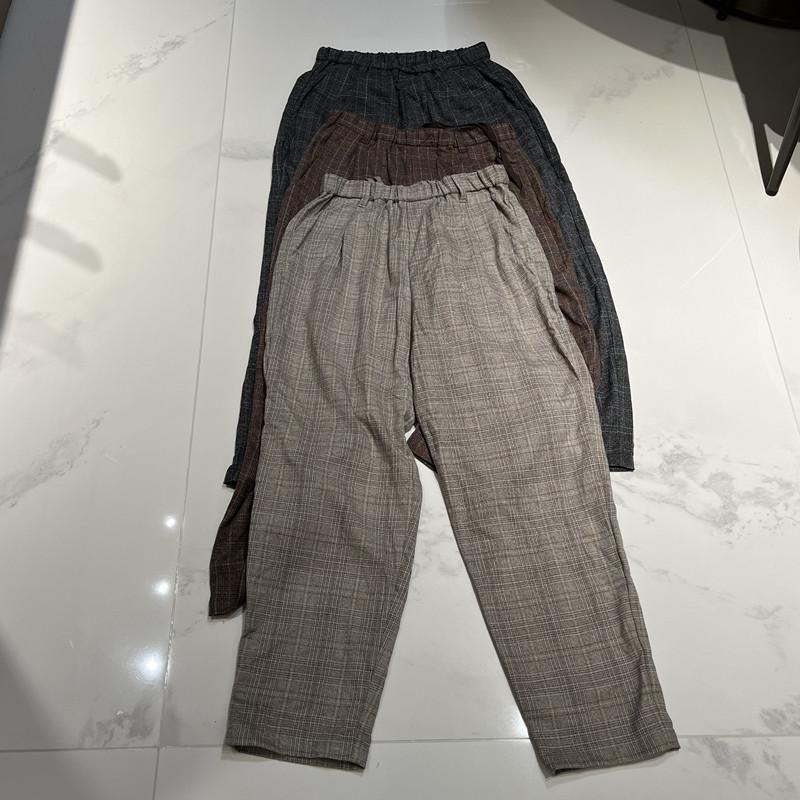 

2004 Daily Order Plaid Pants Fabric Soft Glutinous Drape Gray lattice S