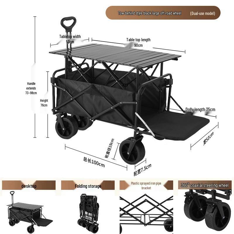 Portable Foldable Camping Trolley for Outdoor Picnics and Outings