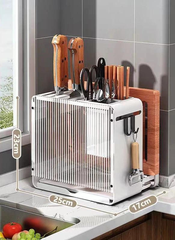 Knife Holder Multi-function Utensil Stand Knife Block Drainer Storage Box Spoon Fork Kitchen Organizer Rack for Cutlery Utensil