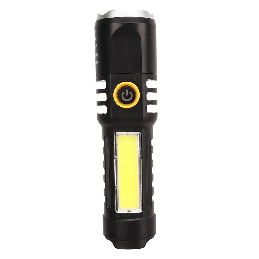 Telescopic Flashlight Strong Light TYPE C Charging Black with Silver Ring Telescopic Torch for