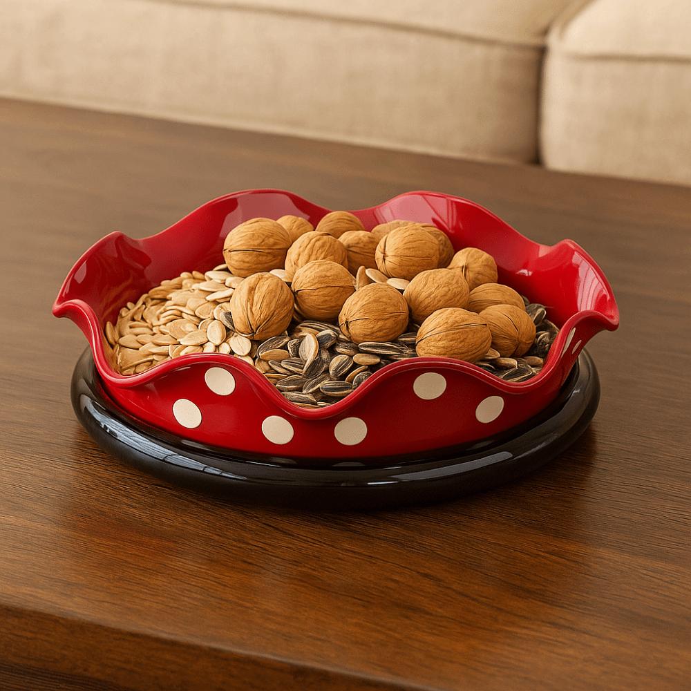 Large Capacity 360° Rotating Fruit Plate Round Kitchen Seasoning Rack Nut Tray  Refreshments