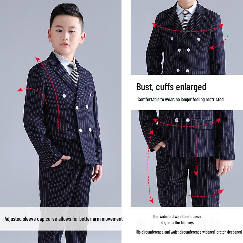 Plus Size Boys' Striped Formal Suit for Kids - Autumn & Winter Collection