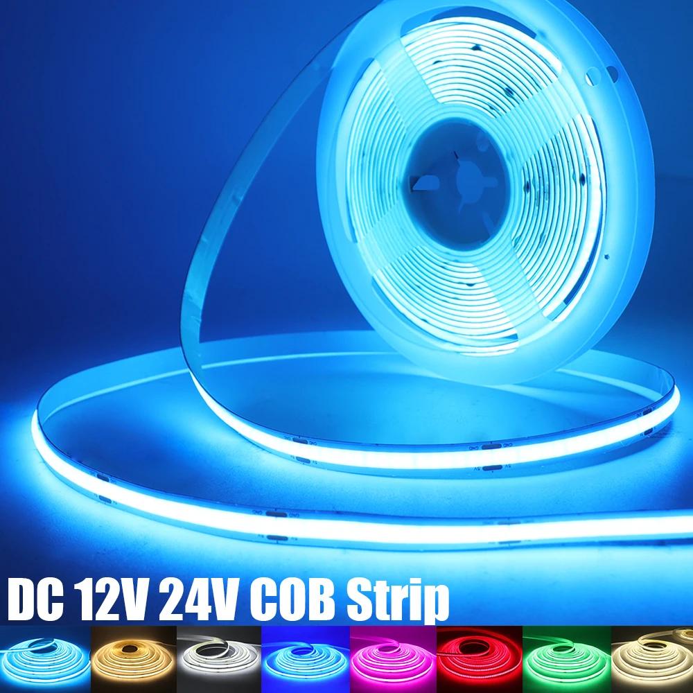 Bandă LED COB Iluminare liniară de înaltă densitate 320/480 Leduri/m Bandă flexibilă Alb natural cald Roșu Albastru Verde Decor DC12 24V