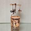Rotary Candle Holder Metal Spinning Windmill Candlestick Carousel Candle Tea Light Holder for Home Decoration for Mom Women Wife Children (Rose Gold