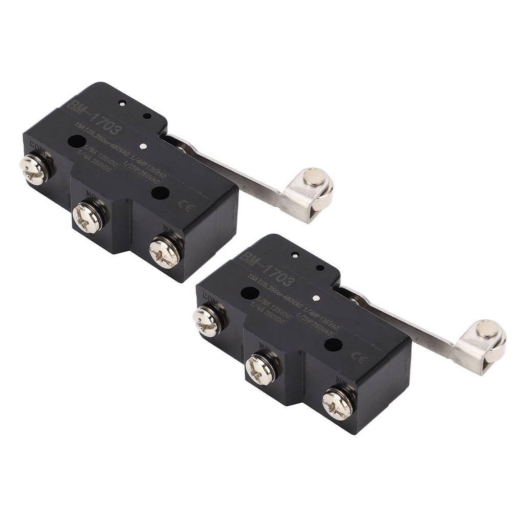 2PCS Micro Limit Switches Copper Conductor Silver Contact Hinge Roller Lever Switch NO+NC 250VAC
