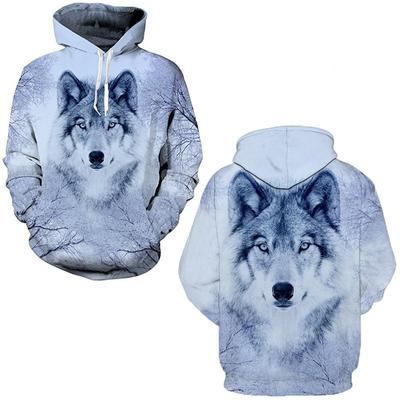 Stylová módní 3D tištěná mikina s kapucí Vlk Novinka Harajuku Zvířecí Streetwear Vtipná mikina Unisex Ležérní svetr