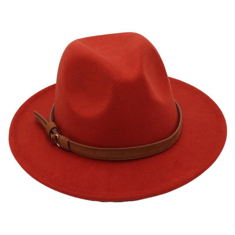 Gentleman'S Top Hat Vintage Jazz Hat Men'S And Women'S Elegant Felt Hat Belt Buckle Tweed Hat Light Luxury