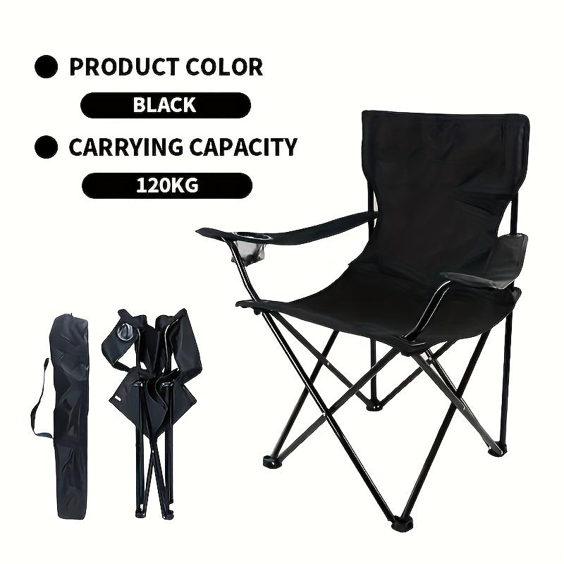 Outdoor Camping Chair With Backrest, Portable Picnic Chair, Beach Chair With Carrying Bag, Foldable Fishing Chair With Cup Holder, Foldable Outdoor