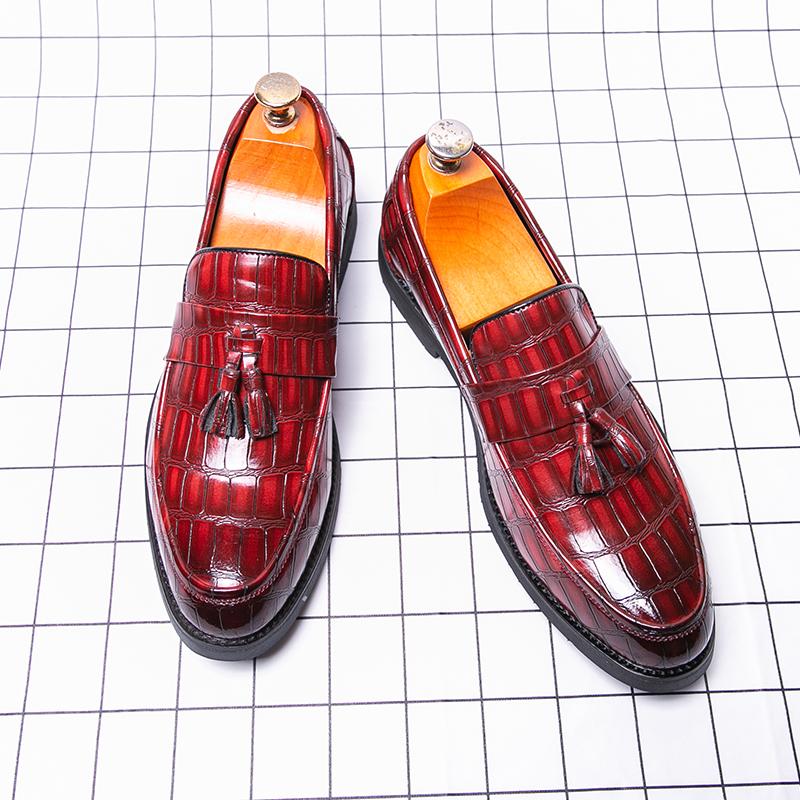 Fashion Luxury New Tassel Loafers New Men's Alligator Pattern Patent Leather Shoes Designer Formal Wedding Dress Homecoming Footwear