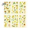 Nature Themed Stickers 6 Sheets/Set Natural Flower Scrapbook Stickers, Waterproof PVC Floral Plants Decals, Botanical Art Transparent Decorative