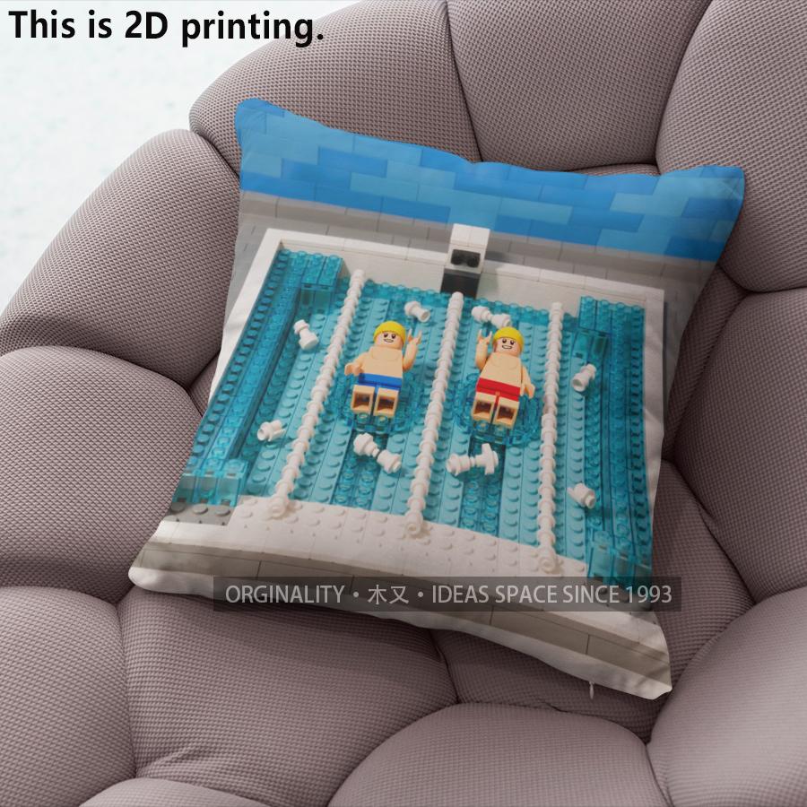 LEGO Style Swimming Pool Print Throw Pillow Covers Pattern Cushion Cover Suitable for Sofa Bedroom Car Pillow Cover