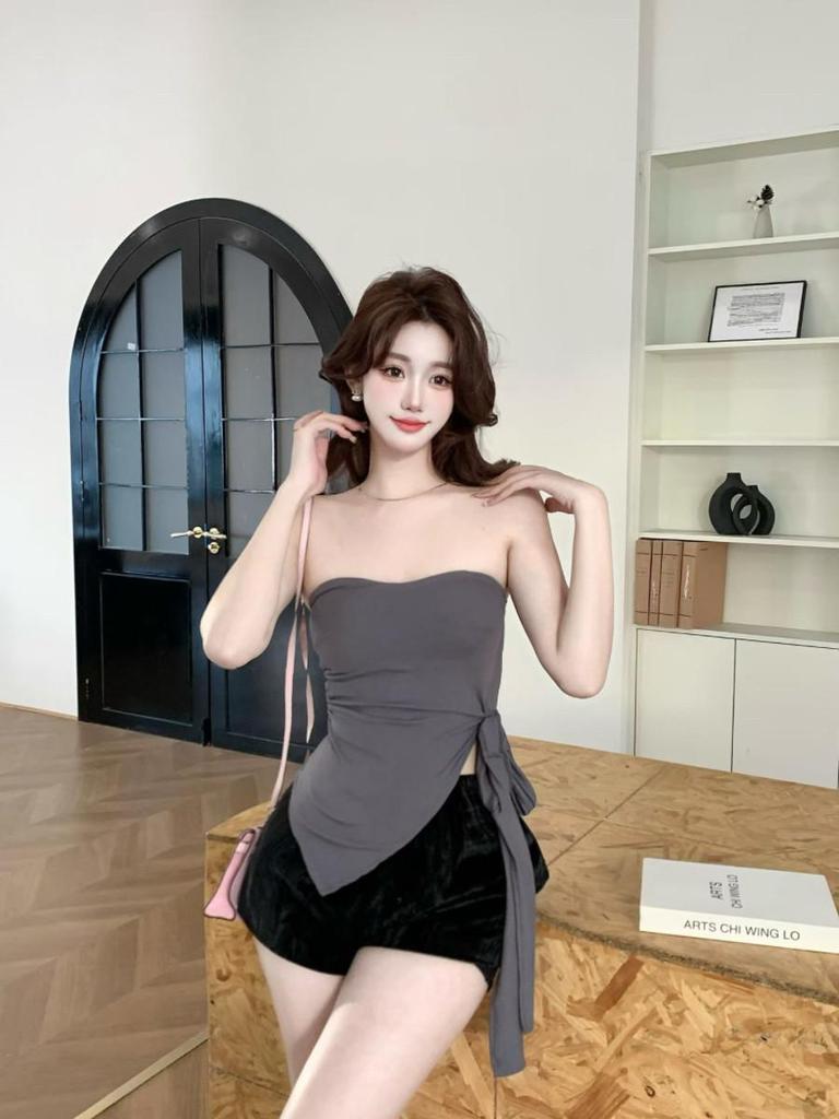 Sexy Strapless Irregular Strappy Vest with Chest Pads