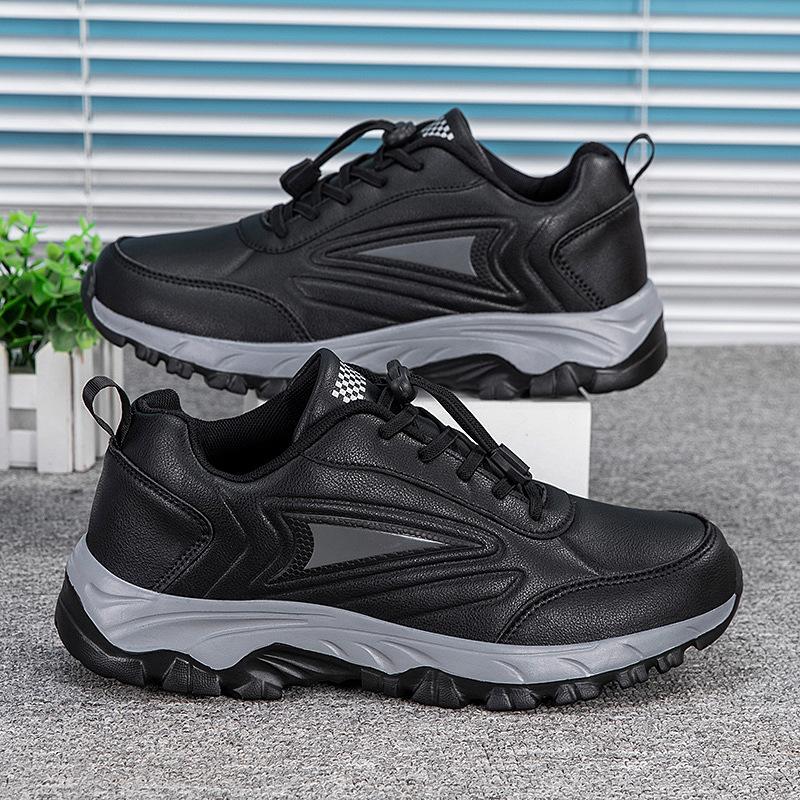 Autumn and winter non-slip leather surface waterproof medium and thick-soled sports mother walking shoes travel shoes