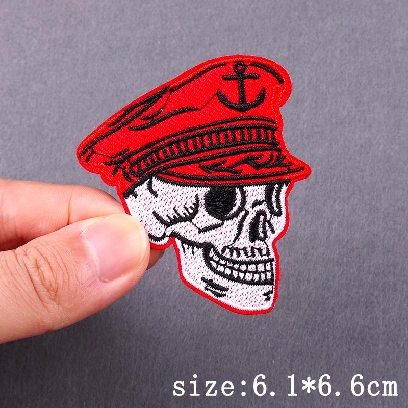 Punk Skull Embroidered Patches For Clothing Hip Hop Patch Iron On Patches For Clothes Grim Reaper Embroidery Patch Stripe Badges